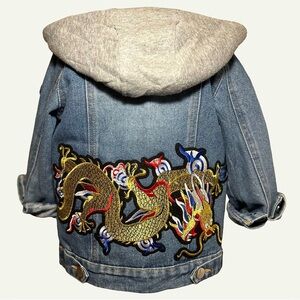 Kids Denim Jacket with Dragon Embroidery